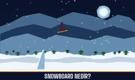 Karlı dağ manzarası önünde Big Air atlayışı yapan snowboardcu illüstrasyonu